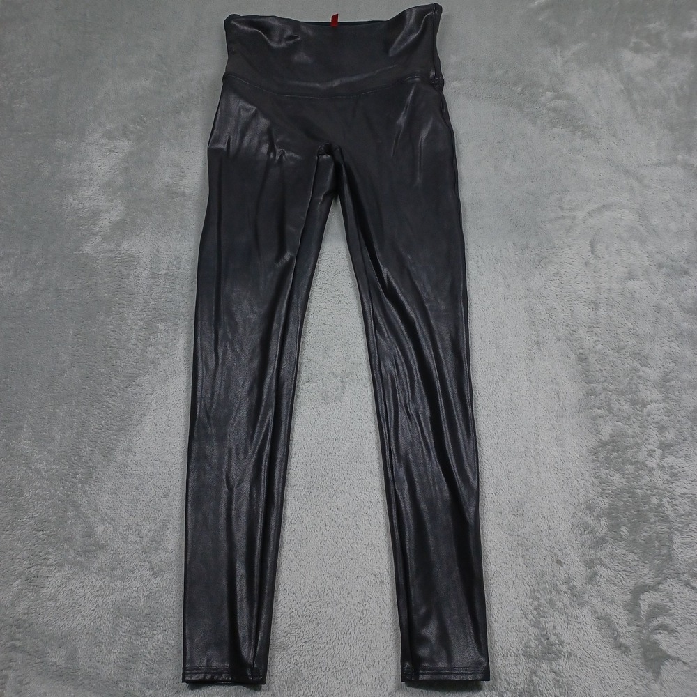 Spanx Leggings Womens Large Black Faux Leather Pull On Preppy‎